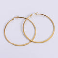 China Wholesale Jewelry Gold Plated Titanium Stainless Steel Flat Wire Ladies Big Circle Hoop Earrings