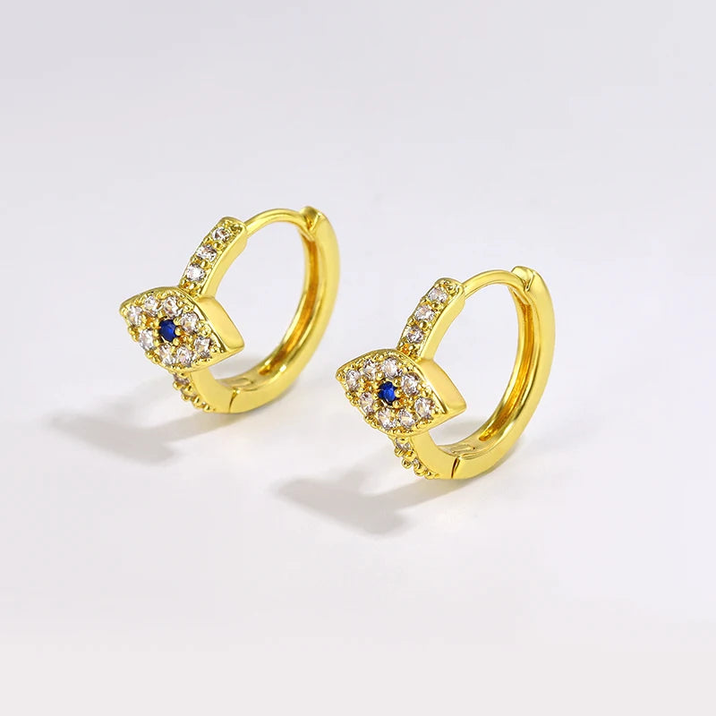 Wholesale Fashion 18k Gold Plated Cz Cubic Zirconia Devil's Evil Eyes Huggie Hoop Earrings for Women