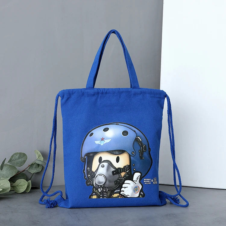 Promotional Custom Printing Logo Reusable Eco Friendly Washable Cotton Canvas Tote Drawstring Shopping Bag With Handle
