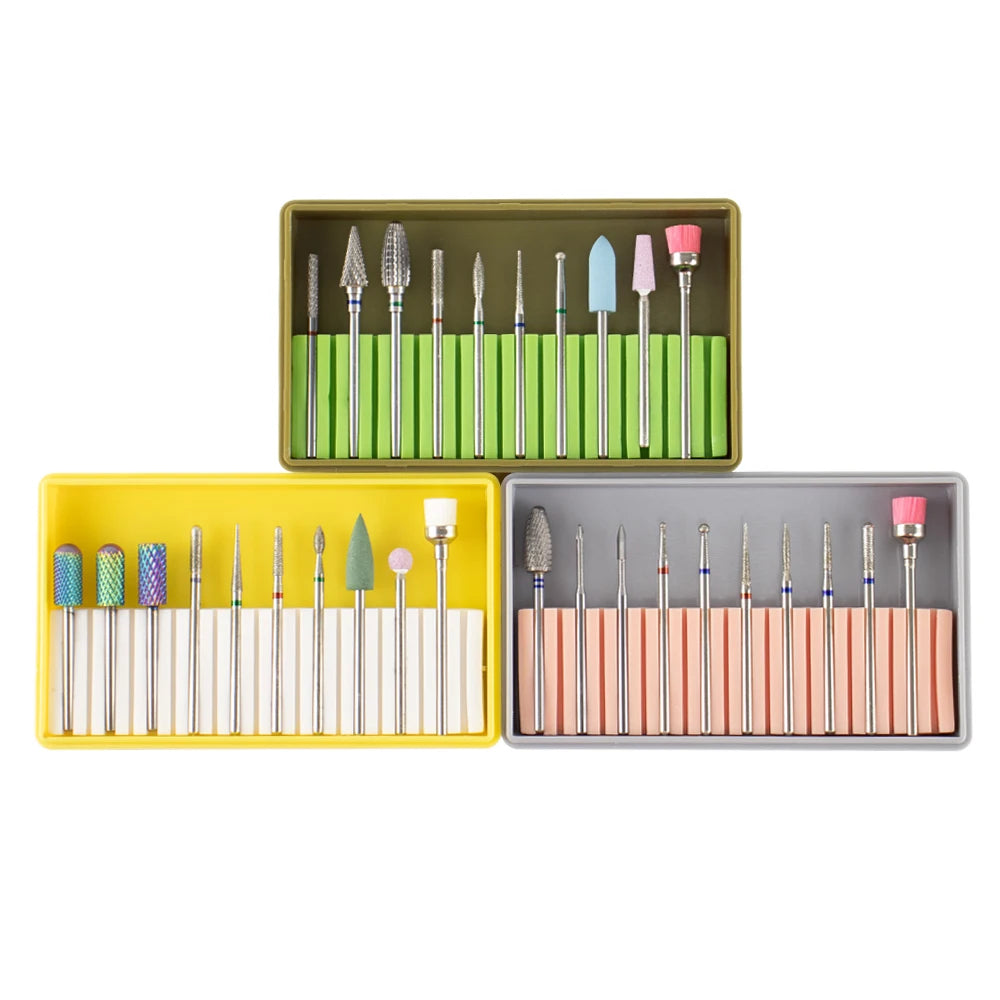 Wholesale MOQ 3box Diamond Rotate Burr Nail Drill Bits Set Silicone Polishing Accessories Manicure Electric Machine Cutters Tool