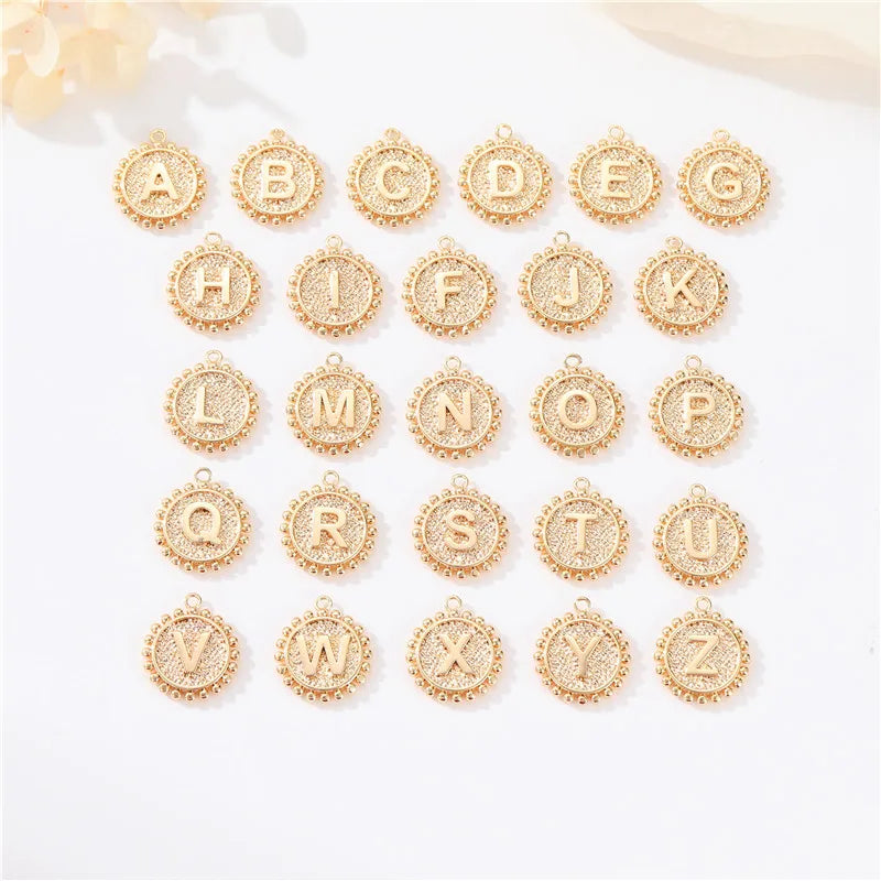Wholesale Hot Selling Dainty 26 Letters 14K Gold Plated Brass Alphabet Pendant Initial Necklace Jewelry Making Charms