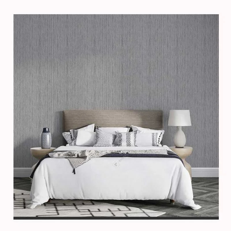High Quality Plain Grey Home Decor Vinyl Coated Wallpaper PVC Roll Package Low Price Wall Paper