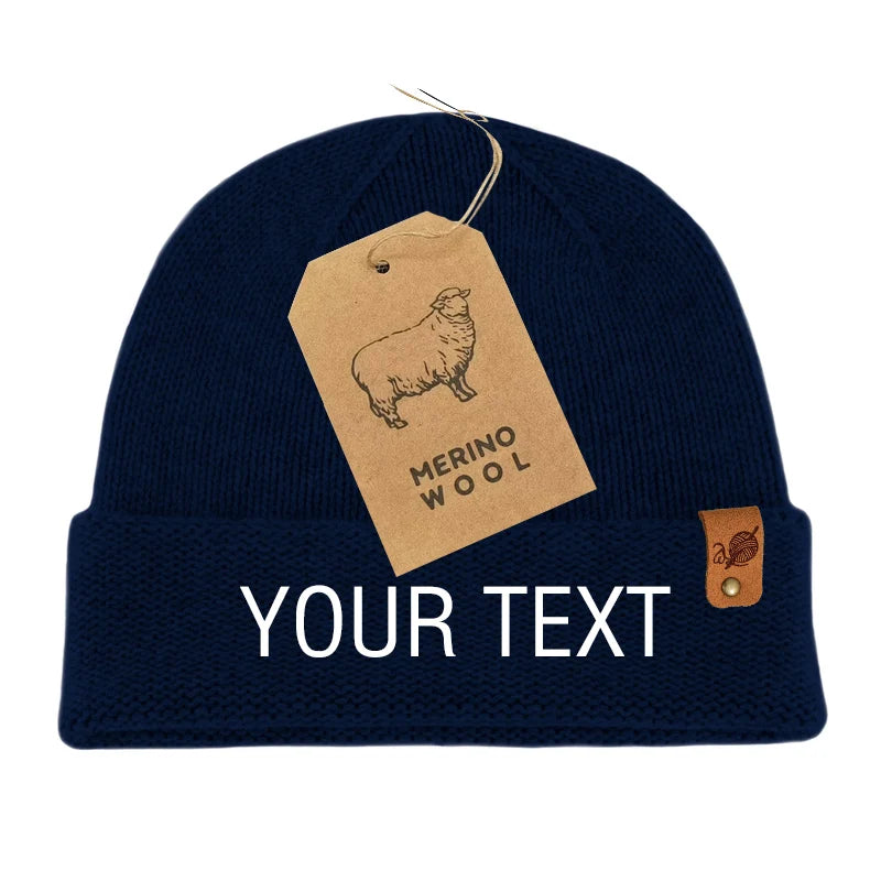 Adult Caps Men Women Knitted Winter Hats Embroidery Suede Tag 50% Merino Wool Beanies With logo Custom