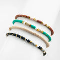 Handmade Boho Colored Soft Clay Beads Elastic Bracelet Stainless Steel Charms Bracelet for Women