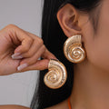 Exaggerated Large Texture Conch Shape Stud Earrings for Women Vintage Lady Seabeach Party Wear Accessories Fashion Jewelry Gifts