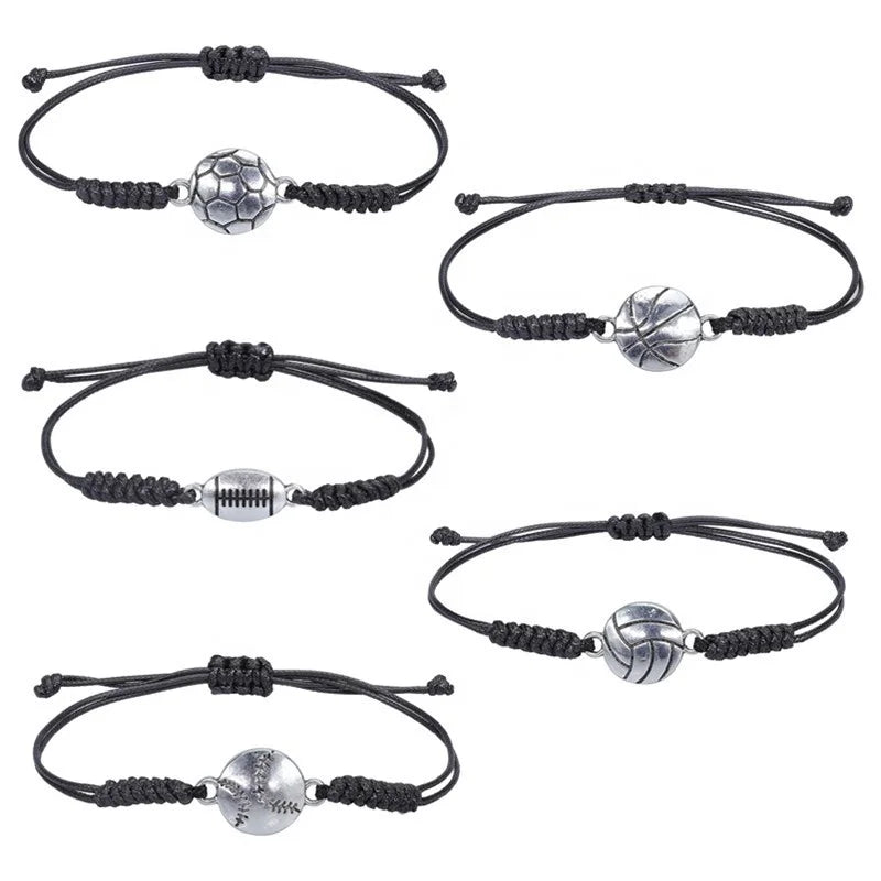 Handmade Weavbed Bracelet Bangles Baseball Football Basketball Volleyball Rugby Adjustable Stretch Handmade Men Bracelet