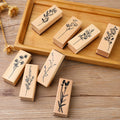 Tailai Various Styles of Handcrafted Rectangular Wooden Flower Stamp Set Seal - Elegant and Versatile for Art and Craft Projects