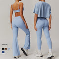 Tight Yoga Suit High Waist One Shoulder Casual Running Flared Pants Fitness Suit