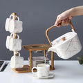 European Afternoon Tea Ceramic Kung Fu Set Japanese Style Includes Stand Rack Teapot Jug Cup and Saucer for Coffee & Tea
