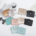 Popular Small Cute Genuine Leather Credit Card Holder Keyring Coin Purse Wallet With Button Closure Female Card Holder Wallet