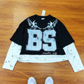 Custom Y2K Graphic Tee Top Screen Printed Cotton Over Size Boxy Double Layer Long Sleeve T-shirts T Shirts for Men