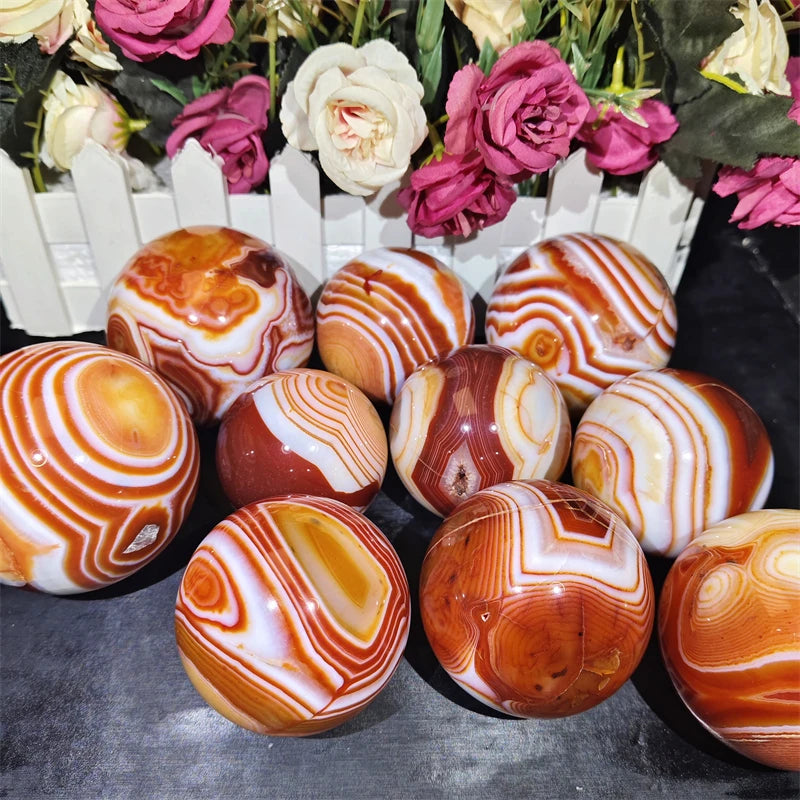 Wholesale Natural Crystal Healing Stones Sardonyx Agate Sphere Carnelian Ball for Decoration