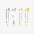 FUAMAY Fashion Jewelry Ladies 925 Silver Earrings Simple Chain Drop Earrings Tassel Earrings With Zircon