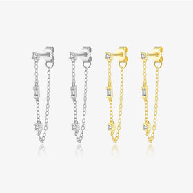 FUAMAY Fashion Jewelry Ladies 925 Silver Earrings Simple Chain Drop Earrings Tassel Earrings With Zircon
