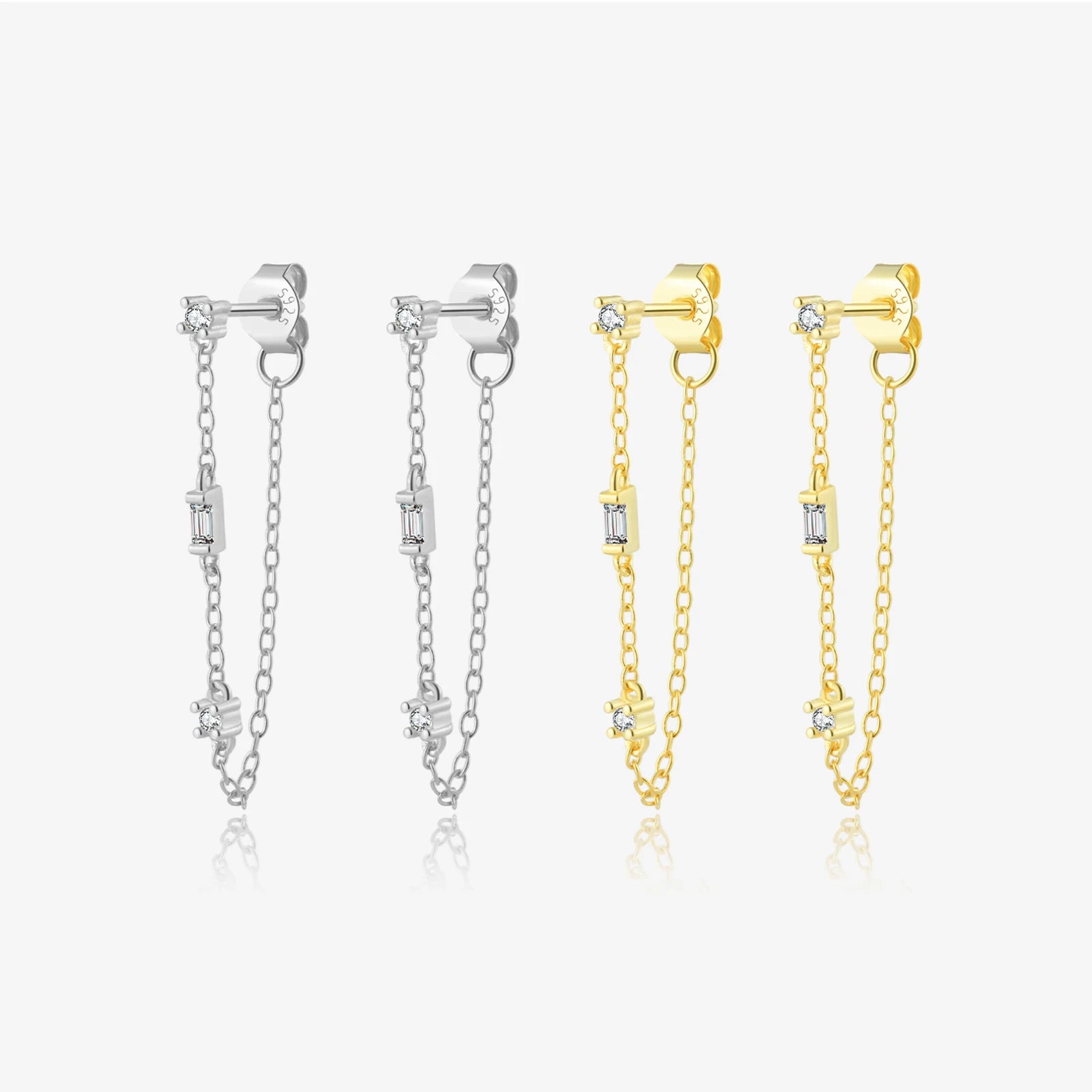 FUAMAY Fashion Jewelry Ladies 925 Silver Earrings Simple Chain Drop Earrings Tassel Earrings With Zircon