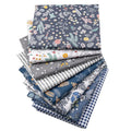8pcs Grey Blue Floral Printed 100% Cotton Woven Fabric Bundles Precut Squares Sheets Patchwork Hand Sewing Supplies Eco-Friendly