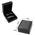 Handmade Black PU Leather Jewelry Box with Tie Clip Cuff Links Wholesale Gift Packaging for Men