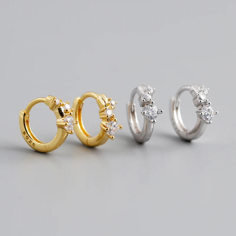 NEW Wholesale Fashion 925 Sterling Silver Simple Round Shape with Cz Diamond Zircon Hoop Earring with 18K Gold Plated Jewelry MegaBDM