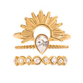 Adjustable Stainless Steel Sun Rings for Women Fashionable Sparkling Wedding Jewelry Gifts for Engagement