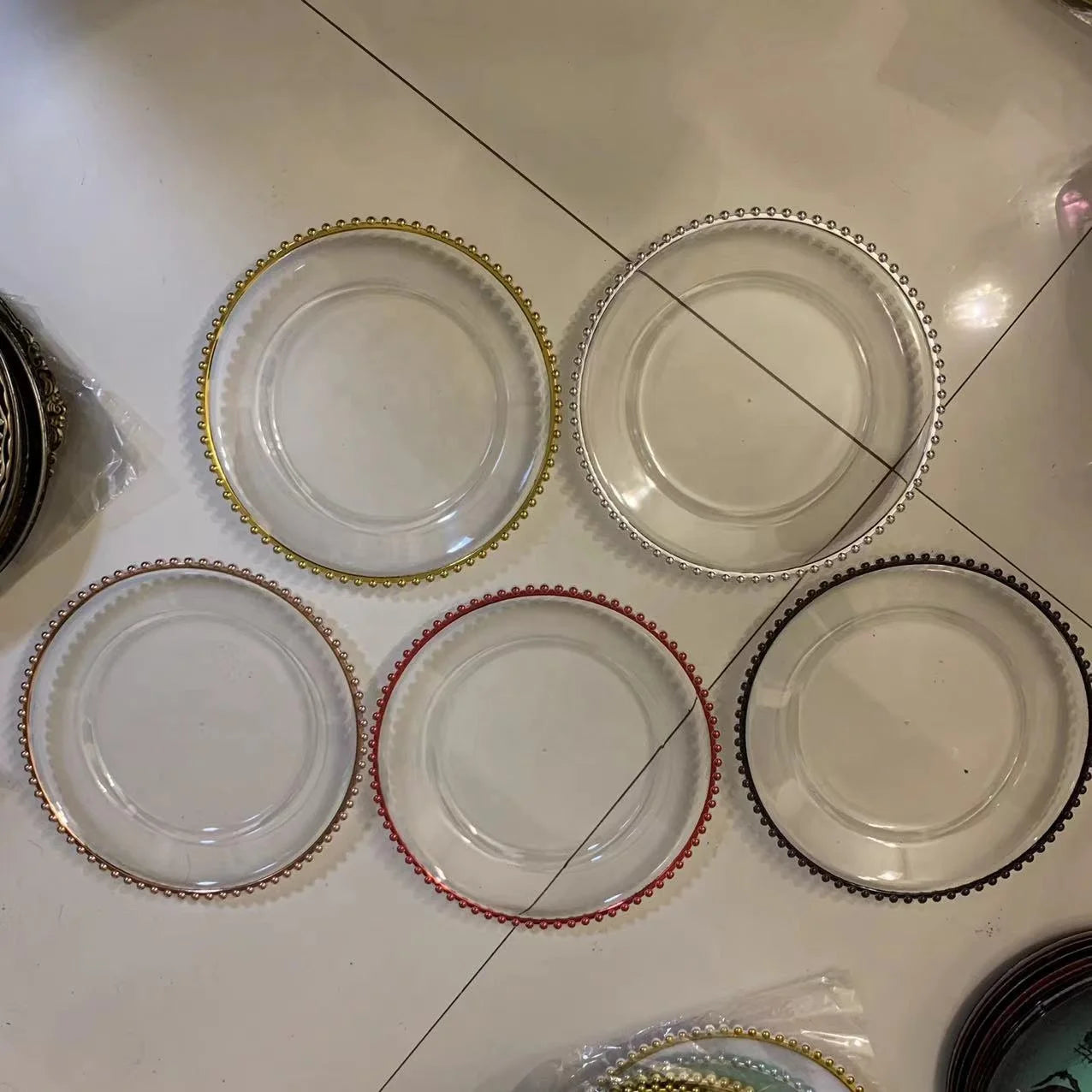 14 Colors 3d Beaded Lace Advanced Unique Vintage Multipurpose Platters Fruit Bowl Tray Decorative Charger Plates for Holidays