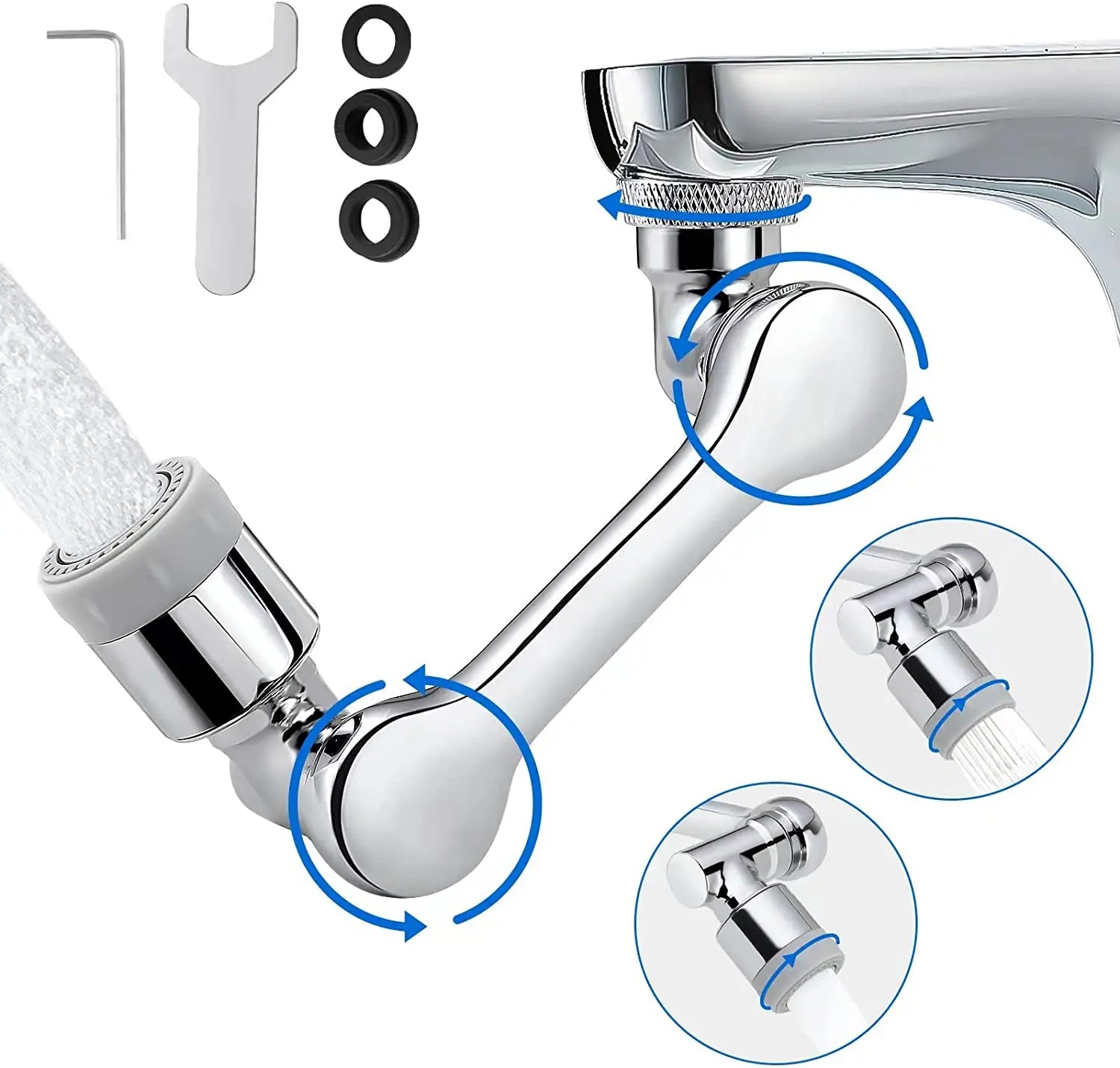 Brass Sink Faucet Attachment Universal 1080 Degree Swivel Robotic Arm Faucet Aerator