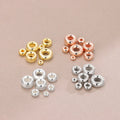 Real 925 Sterling Silver Jewelry Beads Silver Gold Rose Gold Flat Round Spacer Beads