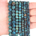 AsVrai U Natural Stone Beads Matte AB+ Royal Blue Tiger Eyes Spacer Loose Round Beads for Jewelry Making Bracelets Accessories