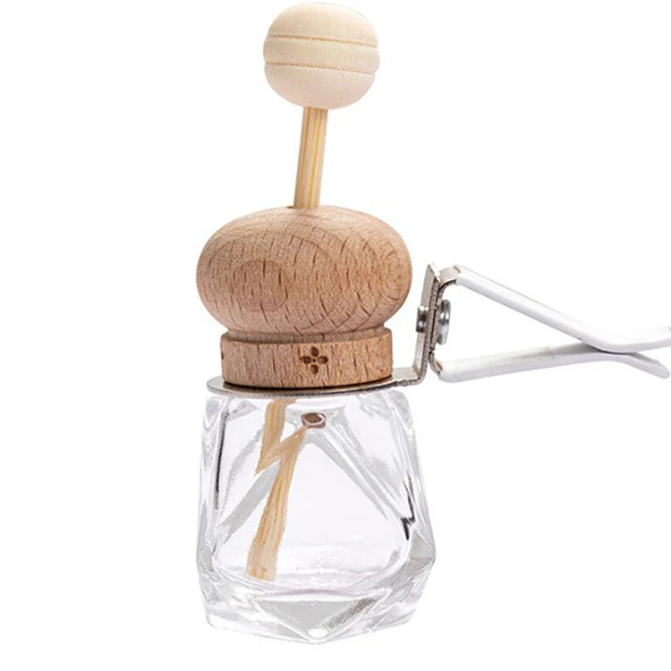 Empty Glass Car Air Freshener Perfume Bottle Fragrance Botella De Difusor Waterproof Car Diffuser Bottle With Clip