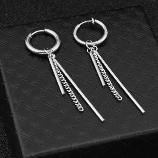 Kpop Stars Long Stick Earrings Wholesale Men and Women Stainless Steel Non-fading Earrings Ear Clips