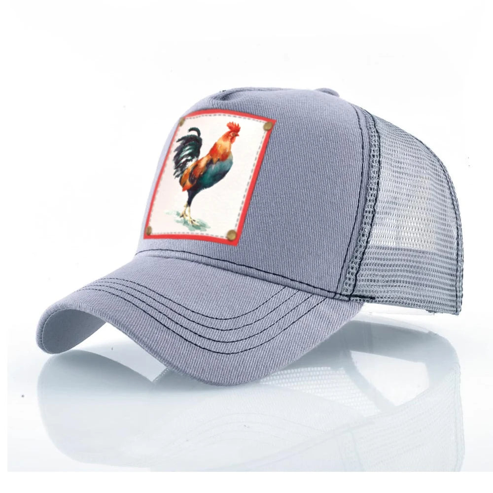 Custom Animals Lovers' Trucker Caps PU Print Logo Patch Black 5 Panel Wolf Fashion Men Mesh Trucker Hat Cap