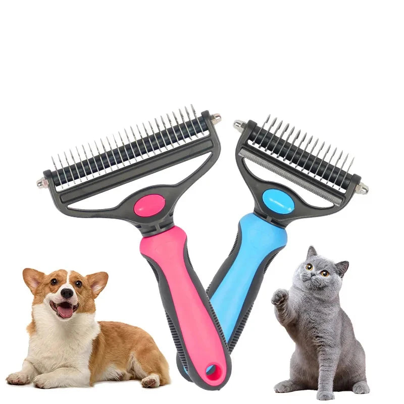 Pet Grooming Dog Double Sided Blades Pet Deshedding Brush Pet Hair Eliminator Razor Comb