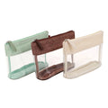 New Arrival Fashion Custom Transparent Trousse Maquillage PVC with Straw Material Frame Cosmetic Bag Pouch Make up Wash Bag