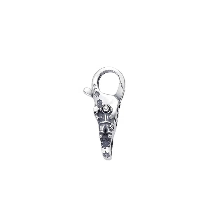 Cool 925 Sterling Silver Spaceman Pendant Extender With Double Snap Clasp Lobster Claw Lock Jewelry Findings