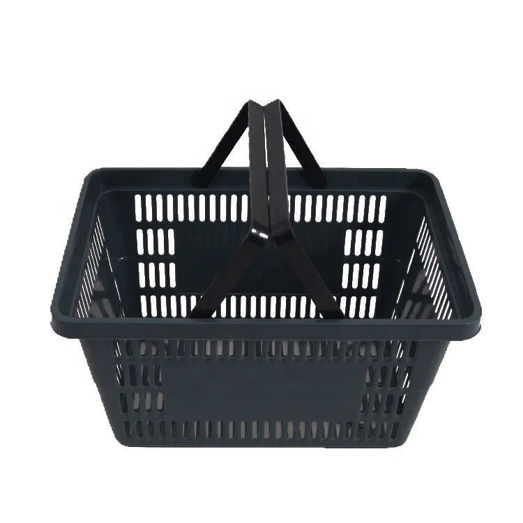 28L Plastic Supermarket Shopping Basket with 2 Handles Foldable Grocery Basket PP Material