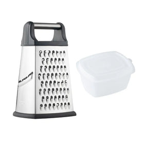 2026 New High Quality Kitchen Accessories Stainless Steel 4 Sides Manual Garlic Crusher Cheese Grater with Box Container
