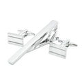 Wholesale Silver Color Simple Cufflinks Tie Clips Custom Men Suit Shirt Fashion Accessory Wedding Tuxedo Trendy Jewelry Gift Set