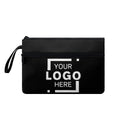 Custom Logo Fashion Portable Canvas Woman Zipper Simple Flat Organizer Polyester Lining Waterproof 1-1.9L Capacity Clutch Pouch