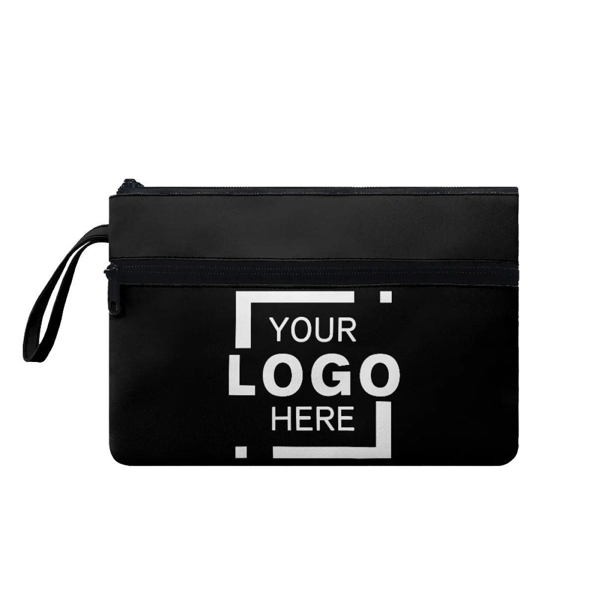 Custom Logo Fashion Portable Canvas Woman Zipper Simple Flat Organizer Polyester Lining Waterproof 1-1.9L Capacity Clutch Pouch