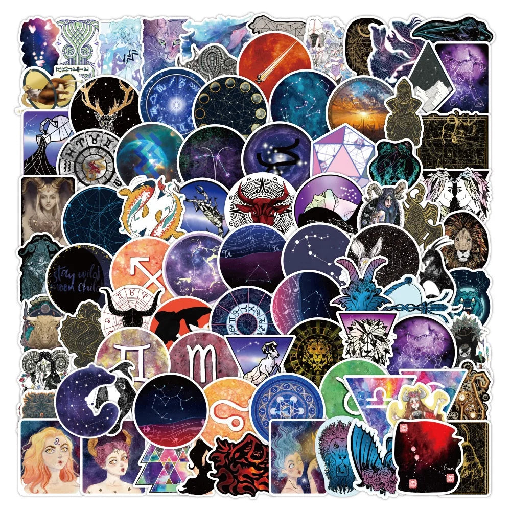 100Pcs Constellation Galaxy Fantasy Girl Wahi Sticker For Schedule Notebook Stationery Phone Luggage Laptop Stickers