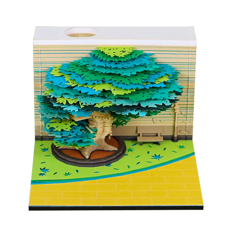 3D Memo Pad Custom Calendar Season Tree Note Pad Art Paper Crafts 3D Notepad Kawaii Stationery Set Novelty Gift Birthday Item