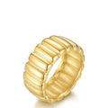 Fashion High Quality 18K Gold Plated Stainless Steel Jewelry Stripe Wide Vertical  Allergy Free Rings  R204082