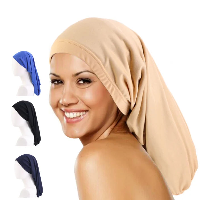 Wholesale Elastic Band Long Hair Braid Bonnet Sleeping Night Cap After Wash Make up Stretch Sleep Baggy Bonnet for Women