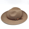 MIO 17 Colors Unisex Fedora Hat British Fashion Casual Cowboy Felt Hat with Leather Strap Solid Color for Men and Women