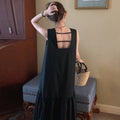 Wholesale 2026 Summer Vintage Hepburn Style Sleeveless Open Back Ruffle Edge Skirt Tank Top Dress Women's Dress