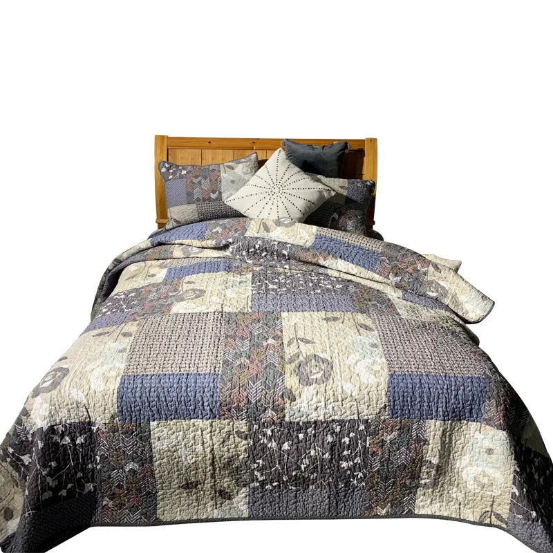 Latest Design Cotton Quilted  Patchwork Bedspread Bedding Set