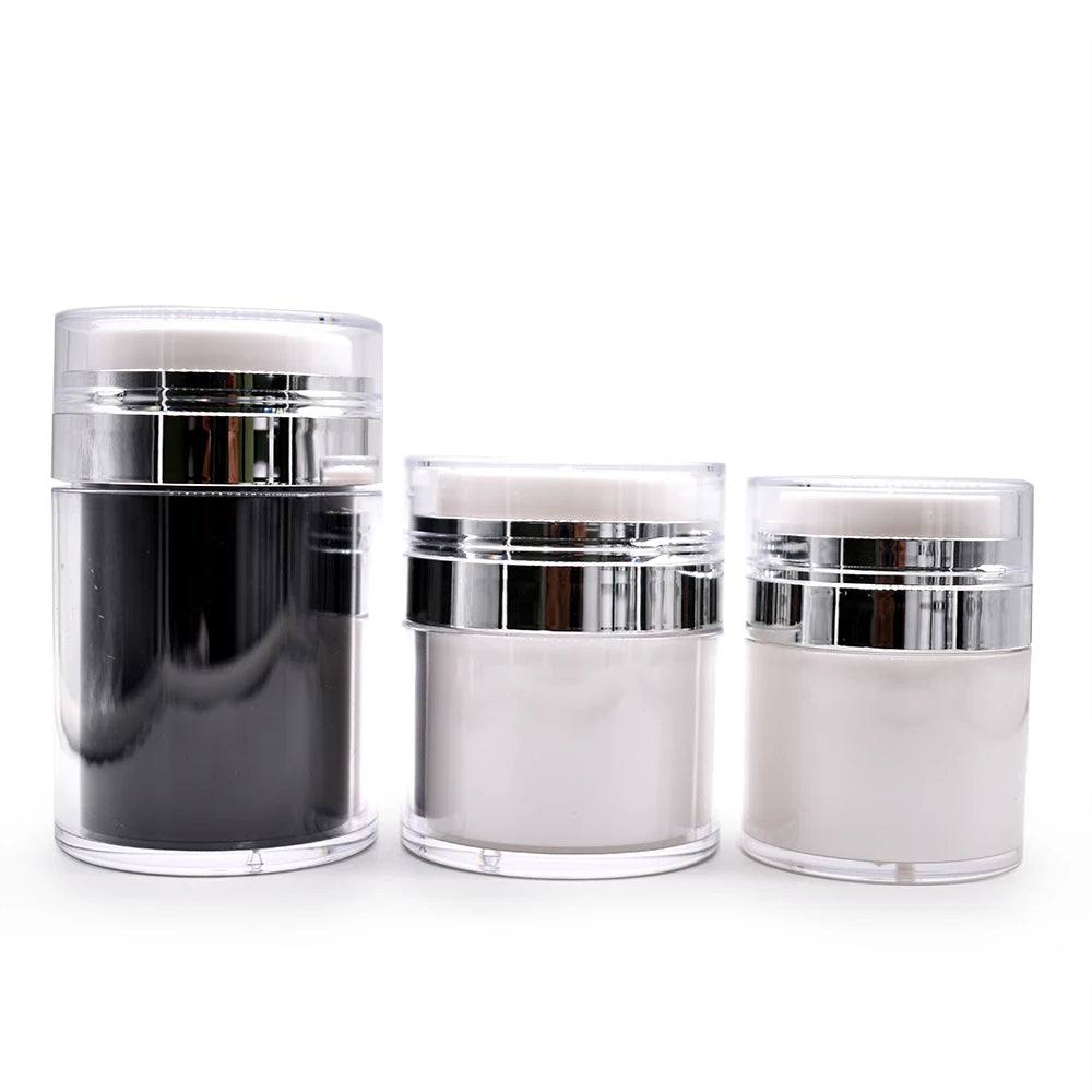 Luxury 15g 30g 50g 100g Acrylic Cosmetic Airless Lotion Face Cream Eye Cream Loose Powder Jar with Screw Top Plastic Cap