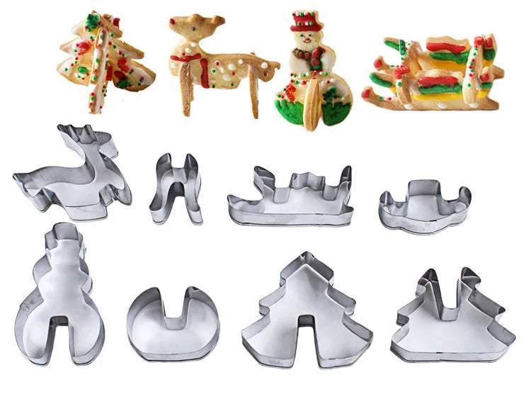 BPA Free DIY Multiple Styles 8pcs Per Set Biscuit Cutter Set Cookie Mold Set  Christmas 3D Cookie Cutter
