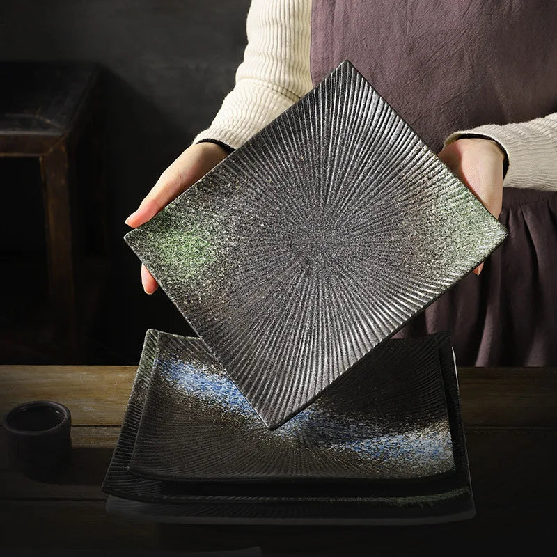 2021 Customized Kitchen Ware 9-10 Inch Stoneware Vintage Japanese Restaurant Plates New Product for Restaurants