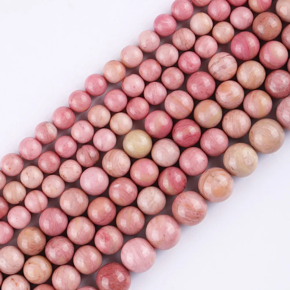 JSES Natural Red Rhodonite 4-10mm Loose Stone Beads for Jewelry Making DIY Wholesale Gemstones Crystal Quartz Agate Jade Beads