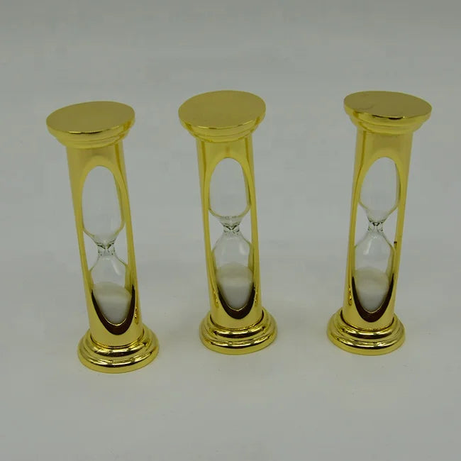 Customized Plated Bronze Small  3 Minutes Metal Sand Timer